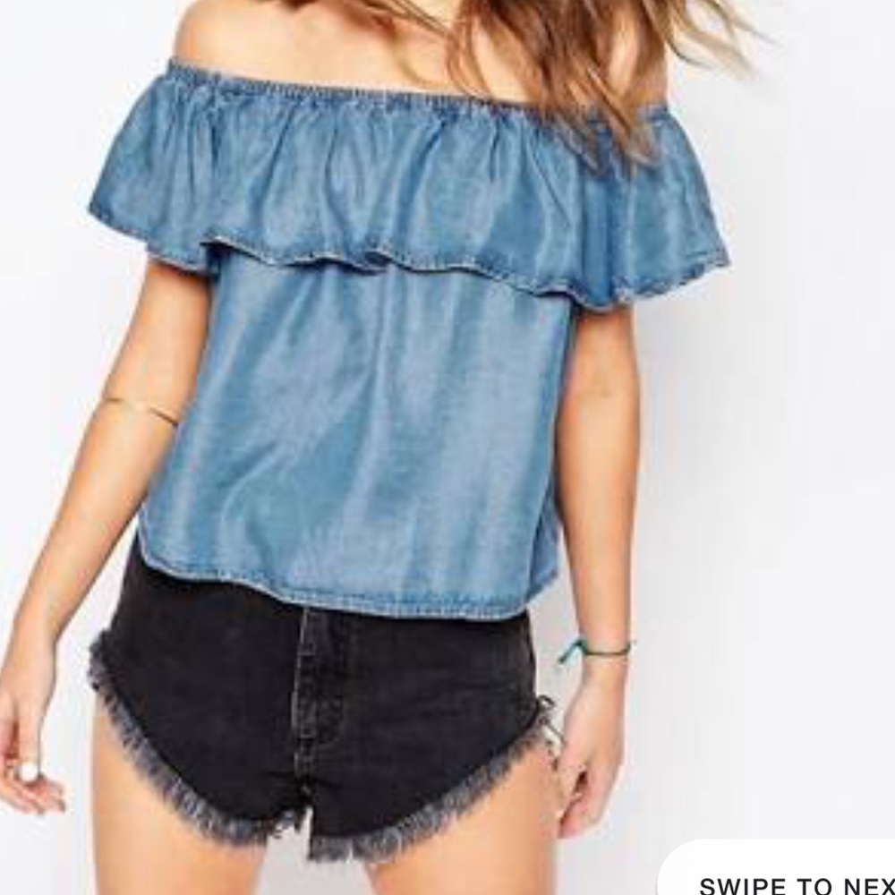 Off the Shoulder denim blue Top